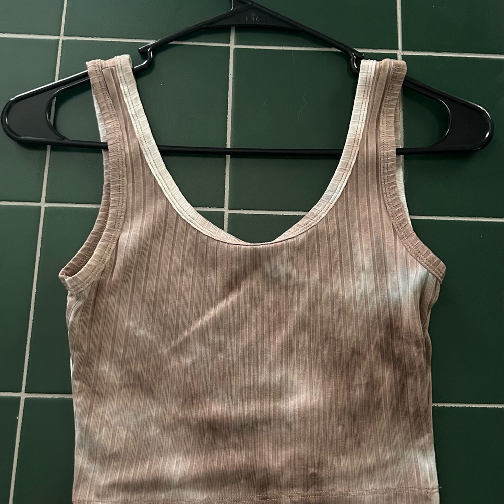 SHEIN Tan Ribbed Sleeveless Tank Top